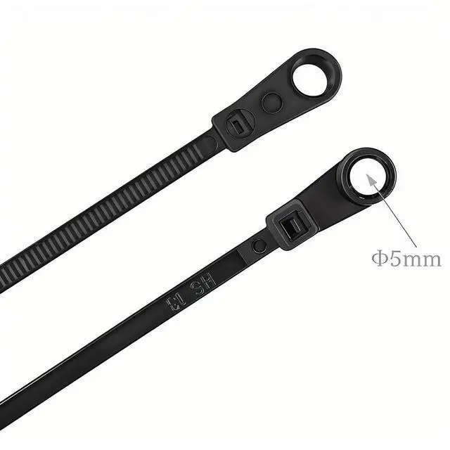 Alt view image 4 of 6 - HS Plastic Ties with Screw Holes (100 Pack) 7.5 Inch Mount Head Electrical Zip Ties 50 LBS,UV Black