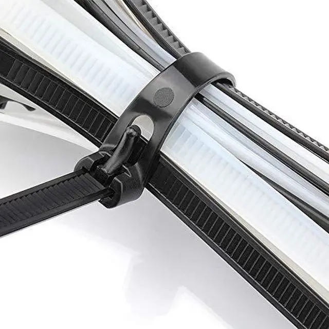 Alt view image 5 of 7 - Helonge Reusable Zip Ties, 100 Pcs Assorted Fastening Cable Zip Ties 6" 8" 10" 12" Four Length Heavy Duty Nylon Self Locking Wire Ties