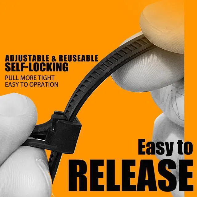 Alt view image 5 of 6 - WISLIGHT Reusable Zip Ties Self-Locking Plastic Wire Ties Electrical Cable Ties 120 Lbs Tensile Strength Releasable Adjustable Nylon Cable Zip Ties 100 PCS 6+8(Small)+8+10 Inch x0.3inch