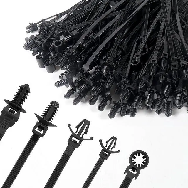 Main image of 110Pcs Heavy Duty Self-Locking Nylon Cable Ties Black UV Resistant Push-in Zip Ties for Automotive Construction Indoor Wire Bundling Car Mount Wire Ties Kit