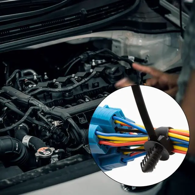 Alt view image 5 of 5 - 110Pcs Heavy Duty Self-Locking Nylon Cable Ties Black UV Resistant Push-in Zip Ties for Automotive Construction Indoor Wire Bundling Car Mount Wire Ties Kit