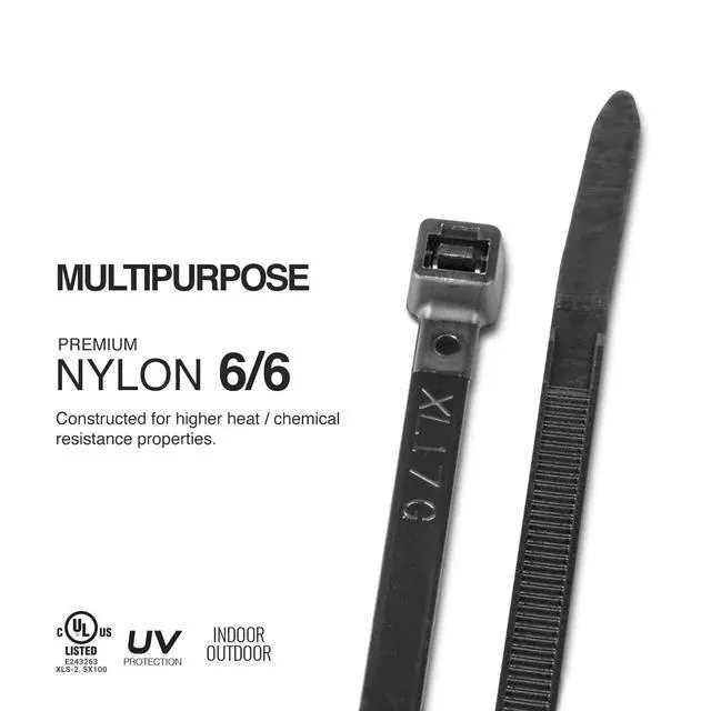 Alt view image 3 of 6 - TR Industrial Multi-Purpose UV Resistant Black Cable Ties, 4 inches, 100 Pack