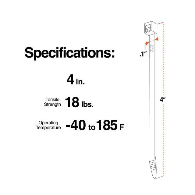 Alt view image 6 of 6 - TR Industrial Multi-Purpose UV Resistant Black Cable Ties, 4 inches, 100 Pack