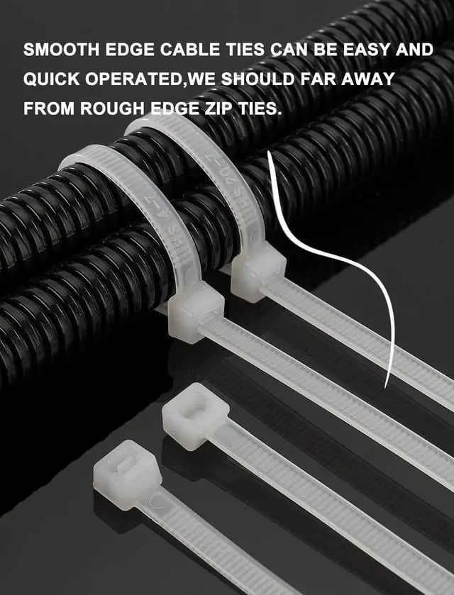 Alt view image 6 of 7 - HS Strong 12 Inch Heavy Duty Outdoor Wire Zip Ties Thick 0.3 Inch (100 Pack) 120 LBS High Strength Large Plastic Wide Cable Zipties Black Hd