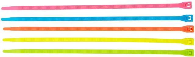 Main image of Gardner Bender 46-308FST Assorted Cable Ties, 8 inch, 75 lb, Electrical Wire and Cord Management, Nylon Zip Tie, 100 Pk, Fluorescent Blue, Green, Yellow & Pink