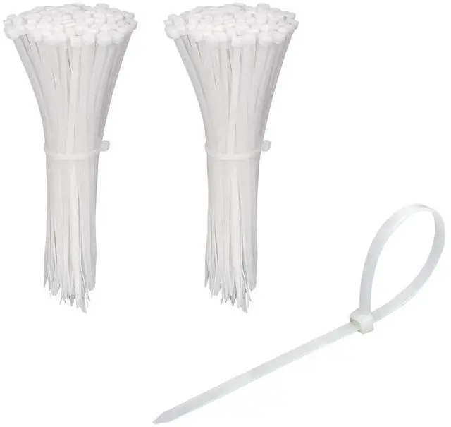 Main image of KOOWIN Small 4 inch White Nylon Plastic Cable Zip Ties Wire Wraps, 200 Pack
