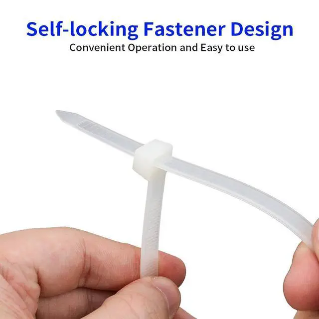 Alt view image 3 of 7 - KOOWIN Small 4 inch White Nylon Plastic Cable Zip Ties Wire Wraps, 200 Pack