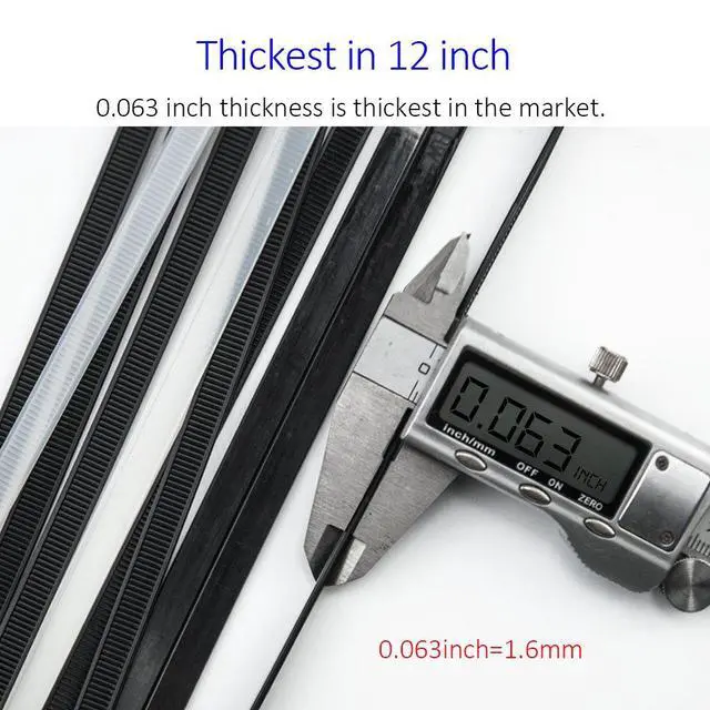 Alt view image 4 of 6 - Cable Zip Ties Heavy Duty 12 Inch, Ultra Strong Plastic Wire Ties with 120 Pounds Tensile Strength, 100 Pieces, Nylon Tie Wraps with 0.3 Inch Width in Black & White, Indoor and Outdoor UV Resistant
