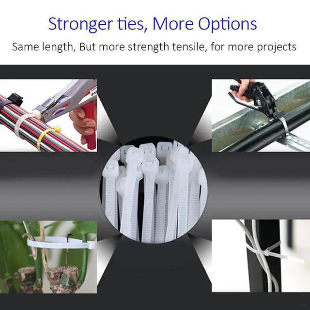Alt view image 6 of 6 - Cable Zip Ties Heavy Duty 12 Inch, Ultra Strong Plastic Wire Ties with 120 Pounds Tensile Strength, 100 Pieces, Nylon Tie Wraps with 0.3 Inch Width in Black & White, Indoor and Outdoor UV Resistant