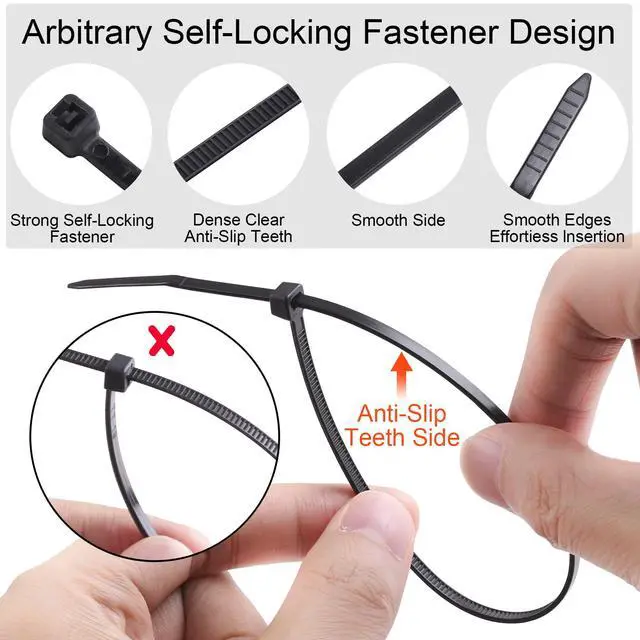 Alt view image 3 of 7 - DTOL Cable Ties Assorted Sizes 4+6+8+10+12 Inch Zipties Heavy Duty Plastic Wire Ties UV Resistant Zip Ties Assortment Small Zip Tie Wraps Cord Management for Home, Office, Gardening, 700 Pack Black