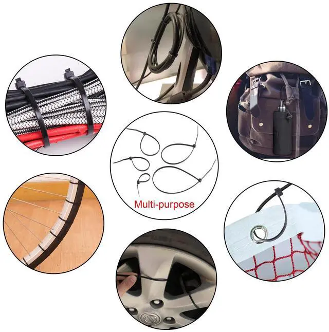 Alt view image 5 of 7 - DTOL Cable Ties Assorted Sizes 4+6+8+10+12 Inch Zipties Heavy Duty Plastic Wire Ties UV Resistant Zip Ties Assortment Small Zip Tie Wraps Cord Management for Home, Office, Gardening, 700 Pack Black