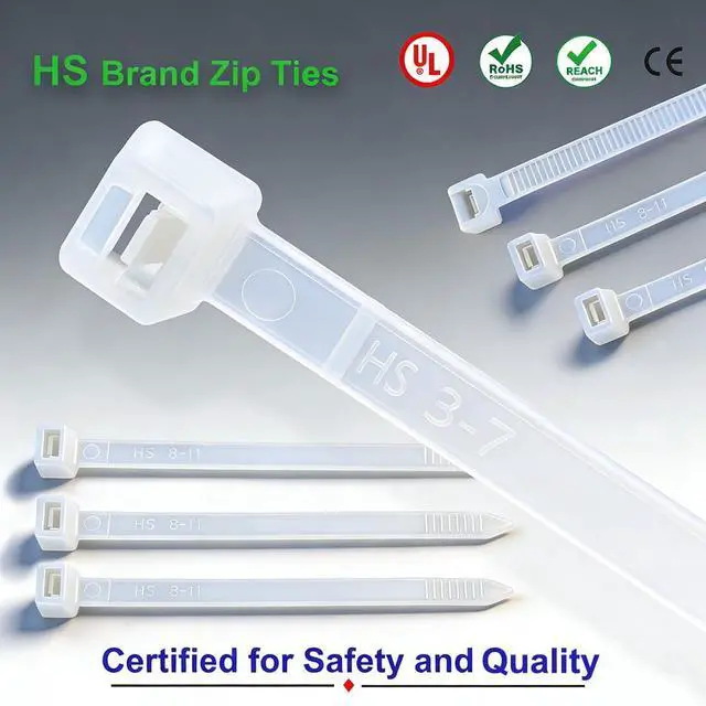 Alt view image 5 of 6 - HS Clear Zip Ties 6 Inch Small (100 Pcs) 18 LBS Self Locking Zip Ties White Nylon Ties Thin,Strong and Durable