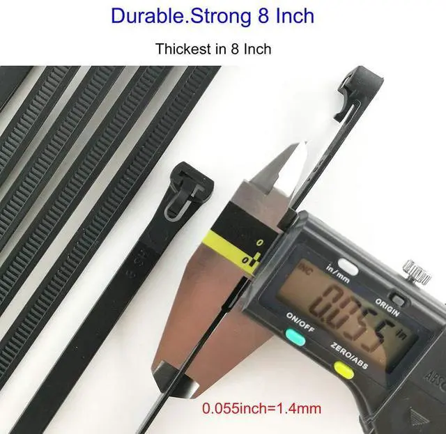 Alt view image 3 of 6 - HS Reusable Zip Ties 8 Inch Releasable Plastic Cable Tie Straps 100 Pack Black,Adjustable 50LBS Wide Wire Zip Toe Heavy Duty,Outdoor String Lights-Fixing,Luggage Locking