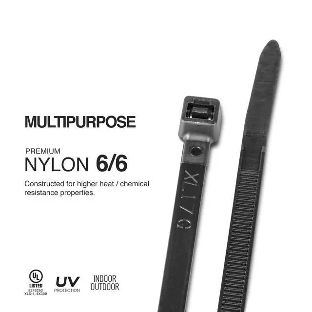 Alt view image 3 of 6 - TR Industrial Multi-Purpose UV Resistant Black Cable Ties, 12 inches, 100 Pack