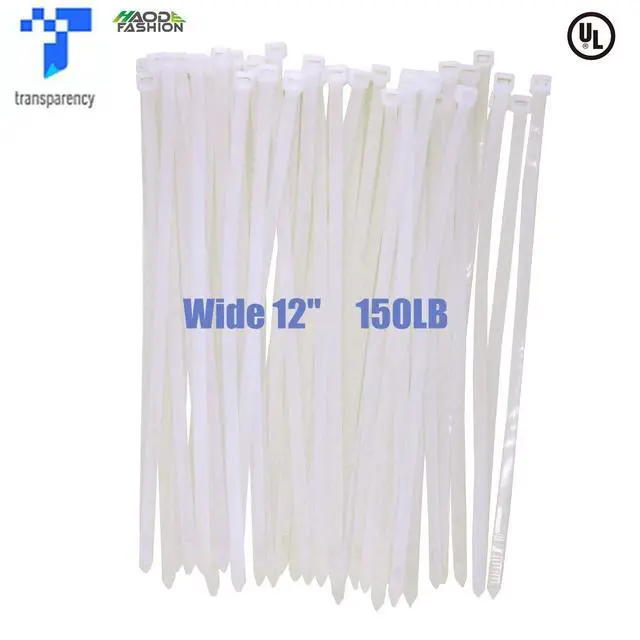 Alt view image 2 of 7 - HAODE FASHION 12 inch White Zip Ties Heavy Duty 50 Pack, 120 LBS.