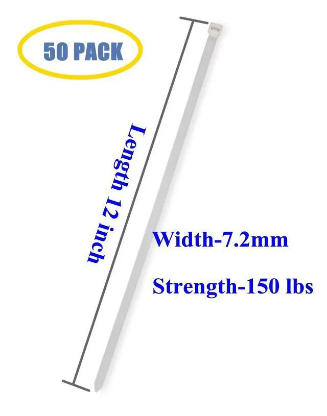 Alt view image 5 of 7 - HAODE FASHION 12 inch White Zip Ties Heavy Duty 50 Pack, 120 LBS.