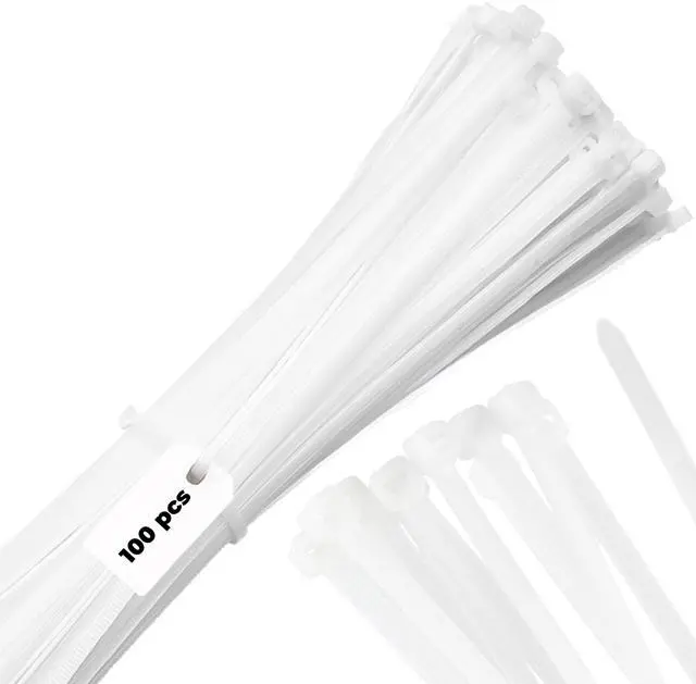Main image of Bolt Dropper 6" White Zip Cable Ties (100 Pack), 40lbs Tensile Strength - Heavy Duty, Self-Locking Premium Nylon Wire for Indoor and Outdoor