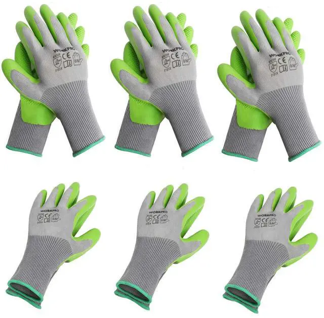 Main image of WORKPRO 6 Pairs Garden Gloves Men and Women with Eco Latex Palm Coated