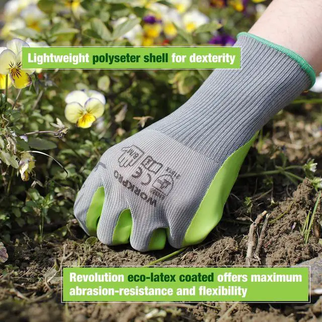 Alt view image 5 of 7 - WORKPRO 6 Pairs Garden Gloves Men and Women with Eco Latex Palm Coated