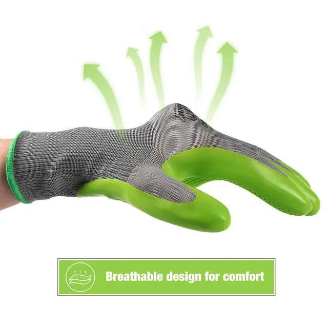 Alt view image 3 of 7 - WORKPRO 6 Pairs Garden Gloves Men and Women with Eco Latex Palm Coated