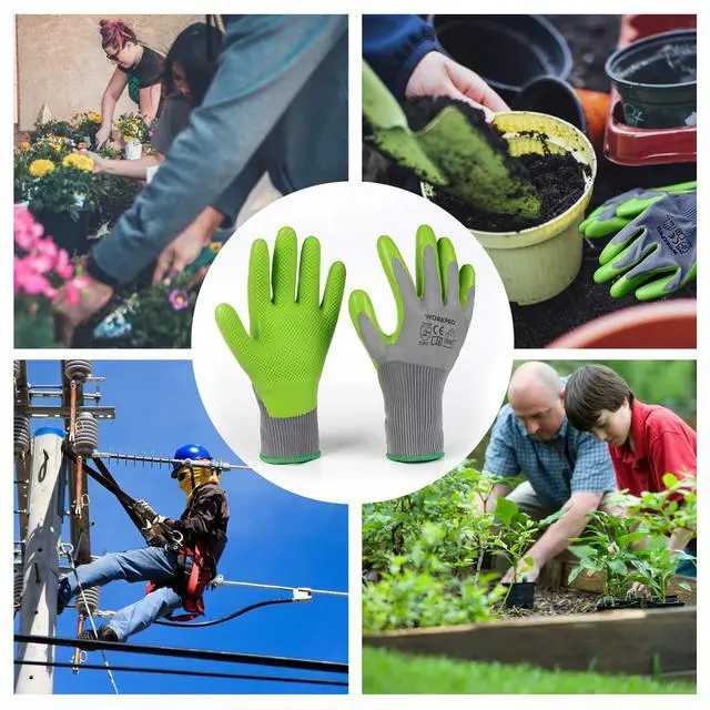 Alt view image 7 of 7 - WORKPRO 6 Pairs Garden Gloves Men and Women with Eco Latex Palm Coated