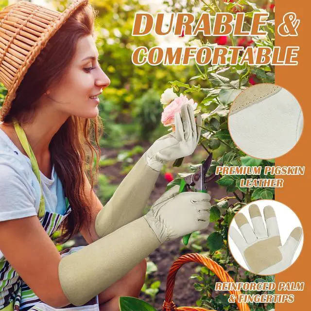 Alt view image 2 of 6 - HANDLANDY Rose Pruning Gloves for Men Women, Thorn Proof Gardening Gloves