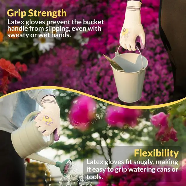 Alt view image 3 of 5 - Velway 2 Pairs Gardening Gloves for Women - Breathable Rubber Coated Garden Work Gloves - Outdoor Protective Yard Gloves with Grip Gardening Gifts - Red & Purple Medium