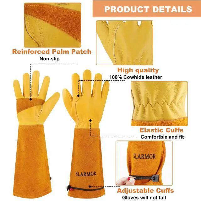 Alt view image 2 of 5 - SLARMOR Gardening Gloves for Women Men, Long Thorn Proof Rose Pruning Glove