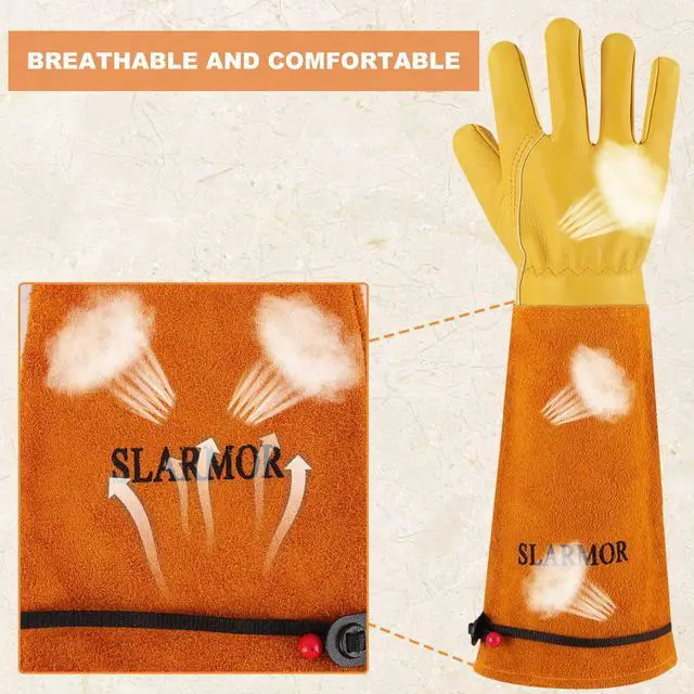 Alt view image 4 of 5 - SLARMOR Gardening Gloves for Women Men, Long Thorn Proof Rose Pruning Glove