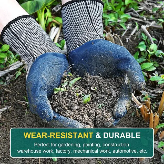 Alt view image 2 of 7 - Trifabricy 6 Pairs Gardening Gloves, Work Gloves for Men Women, Black&Grey