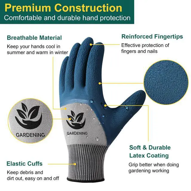 Alt view image 4 of 7 - Trifabricy 6 Pairs Gardening Gloves, Work Gloves for Men Women, Black&Grey
