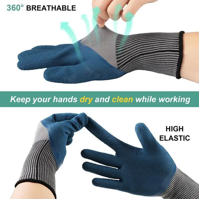 Alt view image 5 of 7 - Trifabricy 6 Pairs Gardening Gloves, Work Gloves for Men Women, Black&Grey