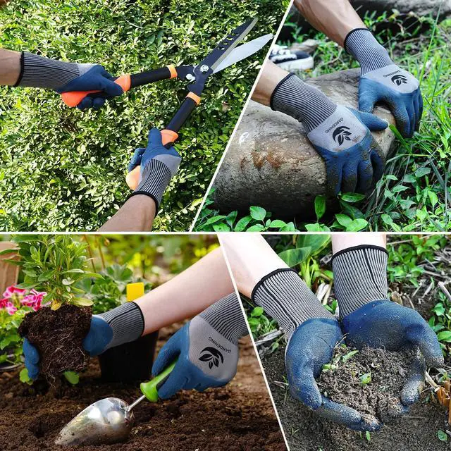 Alt view image 7 of 7 - Trifabricy 6 Pairs Gardening Gloves, Work Gloves for Men Women, Black&Grey