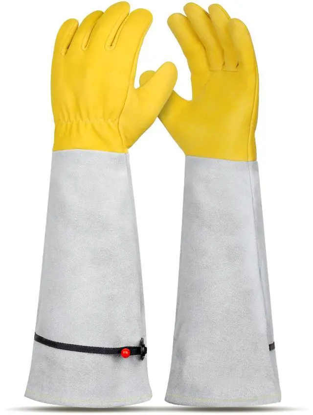 Main image of Supersfel Gardening Gloves for Women/Men, Rose Pruning Thorn-Proof Long Leather Garden Gloves with Adjustable Cuff, Ladies Light Protective Glove for Yard & Outdoor Work