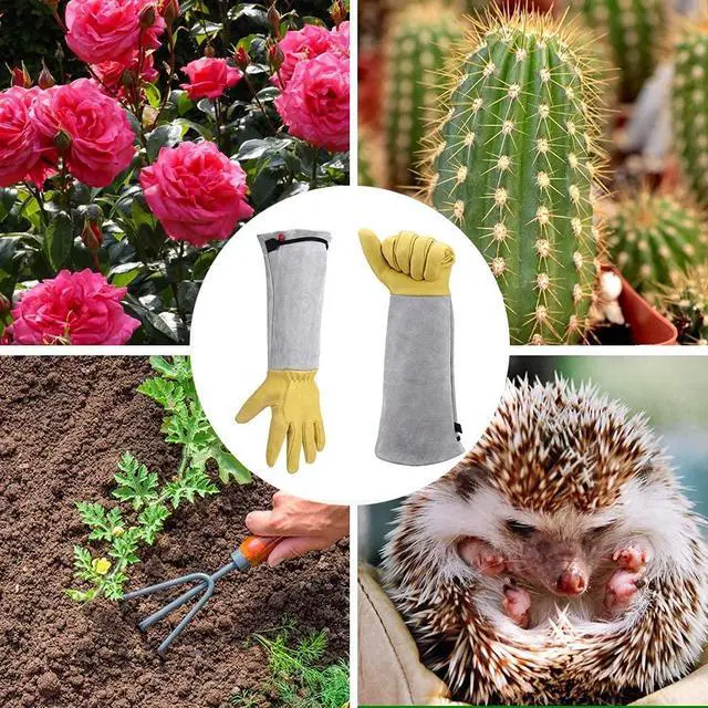 Alt view image 3 of 7 - Supersfel Gardening Gloves for Women/Men, Rose Pruning Thorn-Proof Long Leather Garden Gloves with Adjustable Cuff, Ladies Light Protective Glove for Yard & Outdoor Work