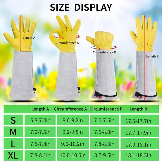 Alt view image 5 of 7 - Supersfel Gardening Gloves for Women/Men, Rose Pruning Thorn-Proof Long Leather Garden Gloves with Adjustable Cuff, Ladies Light Protective Glove for Yard & Outdoor Work