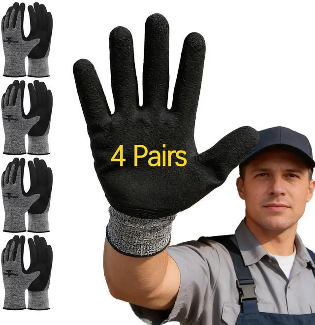Main image of Trendara 4 Pairs garden gloves work gloves with grip working gloves,Breathable latex dipped gloves,Suitable for garden weeding, construction, outdoor, warehouse handling, etc.