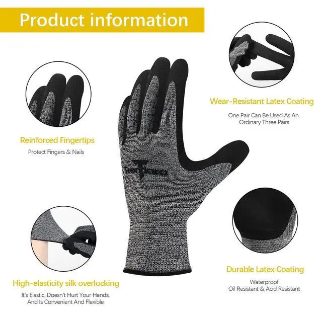 Alt view image 2 of 7 - Trendara 4 Pairs garden gloves work gloves with grip working gloves,Breathable latex dipped gloves,Suitable for garden weeding, construction, outdoor, warehouse handling, etc.