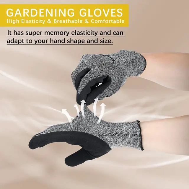 Alt view image 3 of 7 - Trendara 4 Pairs garden gloves work gloves with grip working gloves,Breathable latex dipped gloves,Suitable for garden weeding, construction, outdoor, warehouse handling, etc.