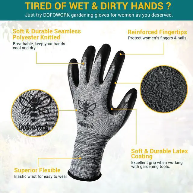 Alt view image 2 of 7 - DOFOWORK Gardening Gloves - 6 Pair Gardening Gloves for Women/Men with Grip