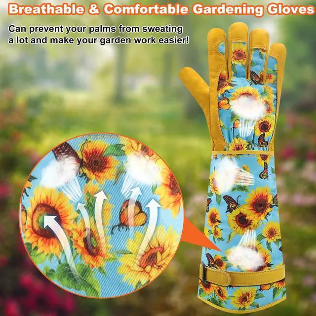 Alt view image 3 of 6 - DLY Garden Gloves for Women,Gardening Gloves,Gardening Gift for Lady,Blue,M