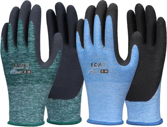 Main image of KDK 2 Pairs Gardening Gloves for Women and Men, ECO Recycled Polyester Work Gloves with Latex Coating, Breathable Grip ComfortableOne Size M