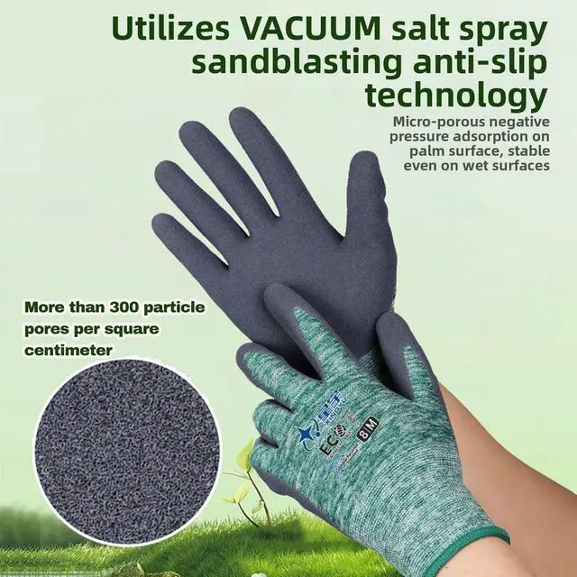 Alt view image 5 of 5 - KDK 2 Pairs Gardening Gloves for Women and Men, ECO Recycled Polyester Work Gloves with Latex Coating, Breathable Grip ComfortableOne Size M