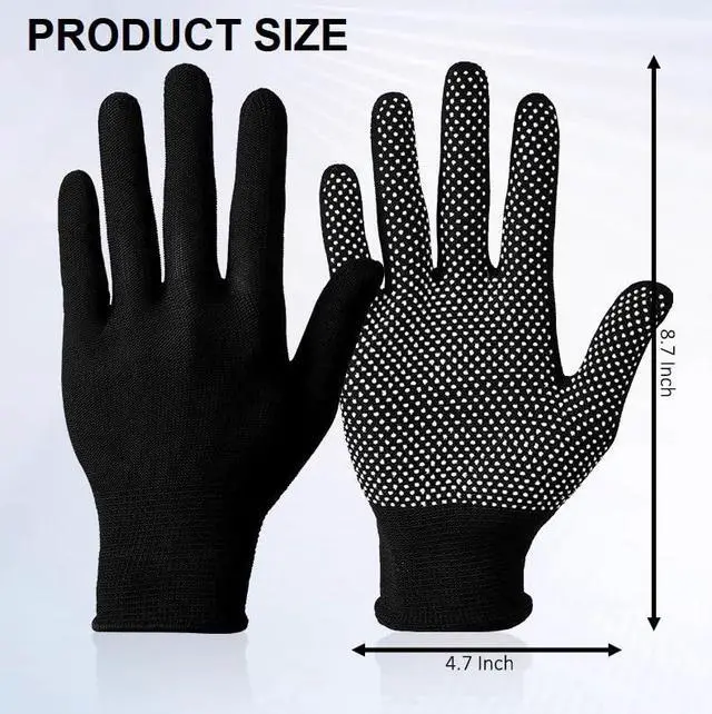 Alt view image 2 of 7 - ITISMUNGO 6 Pairs Work Gloves with Anti-Slip Grip Dots - Thin Breathable Cotton Gloves for Men & Women - Stretchy Cloth Gloves for Warehouse, Gardening & Woodworking (Black)