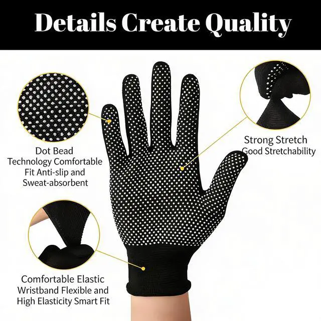 Alt view image 5 of 7 - ITISMUNGO 6 Pairs Work Gloves with Anti-Slip Grip Dots - Thin Breathable Cotton Gloves for Men & Women - Stretchy Cloth Gloves for Warehouse, Gardening & Woodworking (Black)