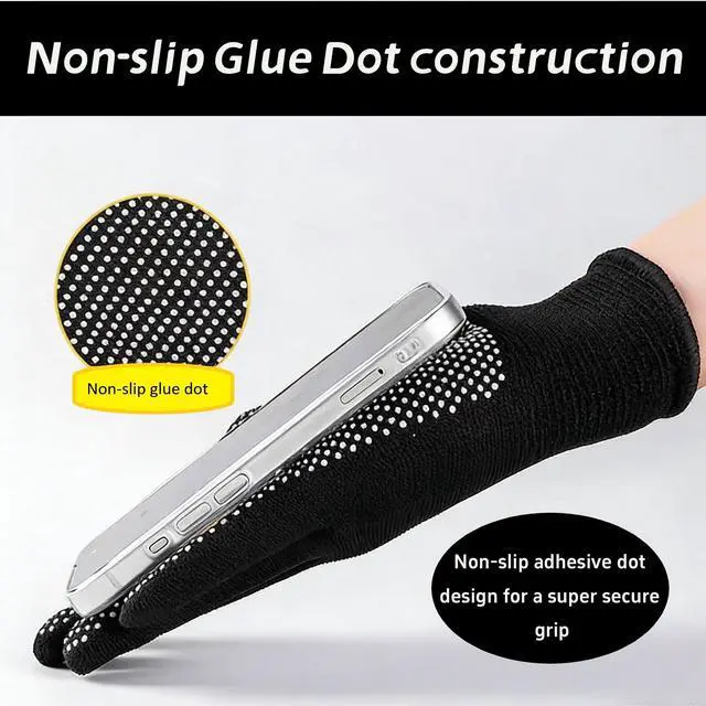 Alt view image 6 of 7 - ITISMUNGO 6 Pairs Work Gloves with Anti-Slip Grip Dots - Thin Breathable Cotton Gloves for Men & Women - Stretchy Cloth Gloves for Warehouse, Gardening & Woodworking (Black)