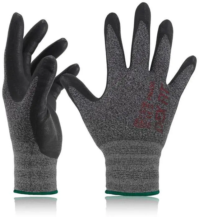 Main image of DEX FIT Nitrile Work Gloves FN330, 3D Comfort Fit, Touchscreen Grip Gloves for Warehouse, Construction, Package Handling, Delivery & General Work, Men & Women, BlackGray, M, 1 Pair