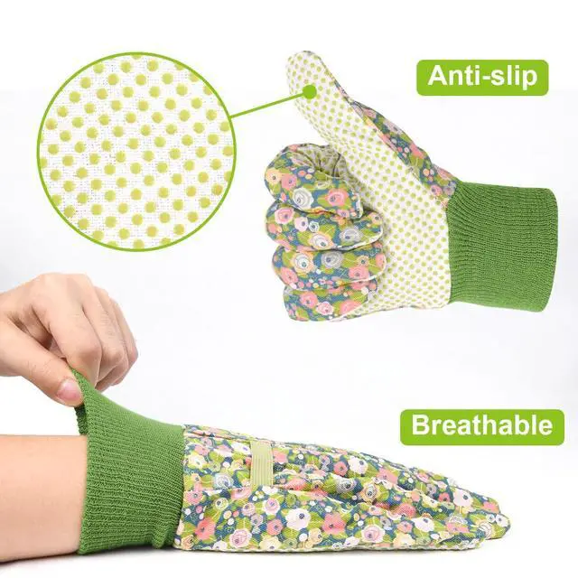 Alt view image 3 of 7 - Ainiv Floral Gardening Gloves for Women/Ladies, 2 Pairs Non-Slip Grip Garden Work Gloves, Comfortable Thorn Proof Garden Gloves for Farm, Yard, Pruning, Outdoor Multi-Purpose(Universal Size)