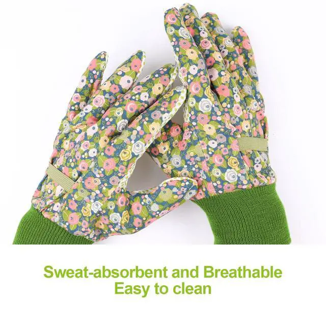 Alt view image 4 of 7 - Ainiv Floral Gardening Gloves for Women/Ladies, 2 Pairs Non-Slip Grip Garden Work Gloves, Comfortable Thorn Proof Garden Gloves for Farm, Yard, Pruning, Outdoor Multi-Purpose(Universal Size)