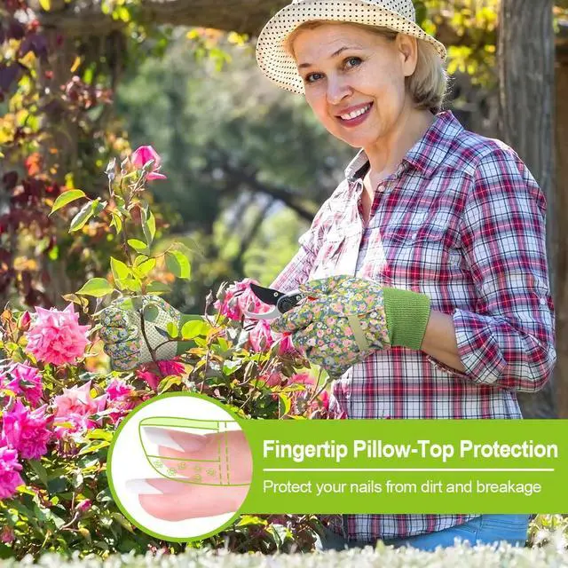 Alt view image 5 of 7 - Ainiv Floral Gardening Gloves for Women/Ladies, 2 Pairs Non-Slip Grip Garden Work Gloves, Comfortable Thorn Proof Garden Gloves for Farm, Yard, Pruning, Outdoor Multi-Purpose(Universal Size)
